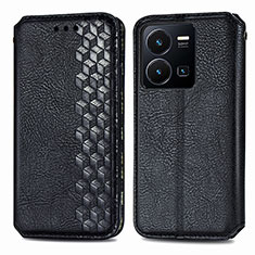 Coque Portefeuille Livre Cuir Etui Clapet S01D pour Vivo Y35 4G Noir