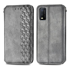 Coque Portefeuille Livre Cuir Etui Clapet S01D pour Vivo Y3s (2021) Gris