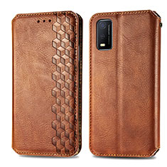 Coque Portefeuille Livre Cuir Etui Clapet S01D pour Vivo Y3s (2021) Marron