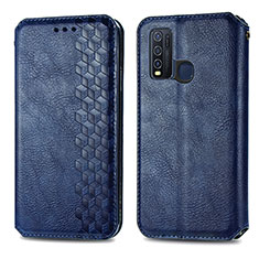 Coque Portefeuille Livre Cuir Etui Clapet S01D pour Vivo Y50 Bleu