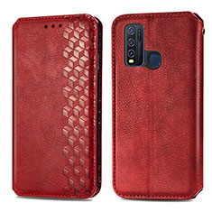 Coque Portefeuille Livre Cuir Etui Clapet S01D pour Vivo Y50 Rouge