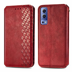 Coque Portefeuille Livre Cuir Etui Clapet S01D pour Vivo Y72 5G Rouge