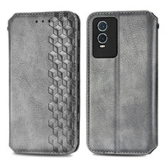 Coque Portefeuille Livre Cuir Etui Clapet S01D pour Vivo Y74s 5G Gris