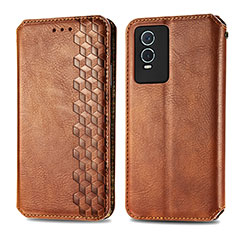 Coque Portefeuille Livre Cuir Etui Clapet S01D pour Vivo Y74s 5G Marron