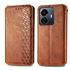 Coque Portefeuille Livre Cuir Etui Clapet S01D pour Vivo Y77 5G Marron