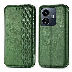 Coque Portefeuille Livre Cuir Etui Clapet S01D pour Vivo Y77e 5G Vert