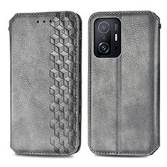 Coque Portefeuille Livre Cuir Etui Clapet S01D pour Xiaomi Mi 11T 5G Gris