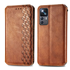 Coque Portefeuille Livre Cuir Etui Clapet S01D pour Xiaomi Mi 12T 5G Marron