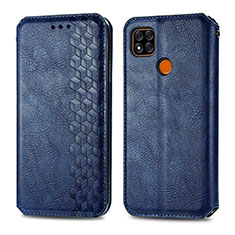 Coque Portefeuille Livre Cuir Etui Clapet S01D pour Xiaomi POCO C3 Bleu