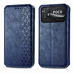 Coque Portefeuille Livre Cuir Etui Clapet S01D pour Xiaomi Poco C40 Bleu