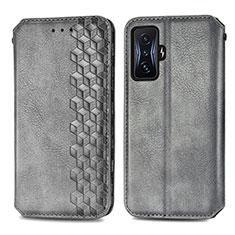 Coque Portefeuille Livre Cuir Etui Clapet S01D pour Xiaomi Poco F4 GT 5G Gris