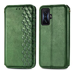 Coque Portefeuille Livre Cuir Etui Clapet S01D pour Xiaomi Poco F4 GT 5G Vert