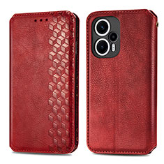 Coque Portefeuille Livre Cuir Etui Clapet S01D pour Xiaomi Poco F5 5G Rouge