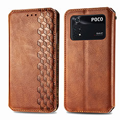 Coque Portefeuille Livre Cuir Etui Clapet S01D pour Xiaomi Poco M4 Pro 4G Marron