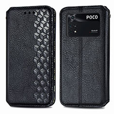 Coque Portefeuille Livre Cuir Etui Clapet S01D pour Xiaomi Poco M4 Pro 4G Noir