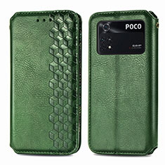 Coque Portefeuille Livre Cuir Etui Clapet S01D pour Xiaomi Poco M4 Pro 4G Vert