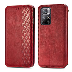 Coque Portefeuille Livre Cuir Etui Clapet S01D pour Xiaomi Poco M4 Pro 5G Rouge