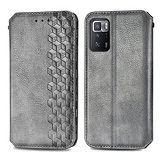 Coque Portefeuille Livre Cuir Etui Clapet S01D pour Xiaomi Poco X3 GT 5G Gris