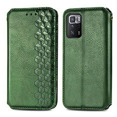 Coque Portefeuille Livre Cuir Etui Clapet S01D pour Xiaomi Poco X3 GT 5G Vert