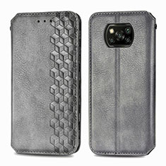 Coque Portefeuille Livre Cuir Etui Clapet S01D pour Xiaomi Poco X3 NFC Gris