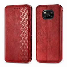 Coque Portefeuille Livre Cuir Etui Clapet S01D pour Xiaomi Poco X3 NFC Rouge