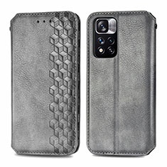 Coque Portefeuille Livre Cuir Etui Clapet S01D pour Xiaomi Poco X4 NFC Gris