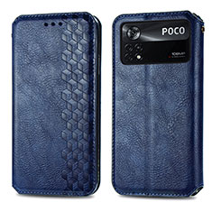 Coque Portefeuille Livre Cuir Etui Clapet S01D pour Xiaomi Poco X4 Pro 5G Bleu