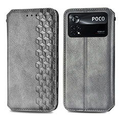 Coque Portefeuille Livre Cuir Etui Clapet S01D pour Xiaomi Poco X4 Pro 5G Gris