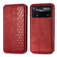 Coque Portefeuille Livre Cuir Etui Clapet S01D pour Xiaomi Poco X4 Pro 5G Rouge