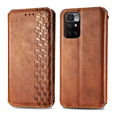 Coque Portefeuille Livre Cuir Etui Clapet S01D pour Xiaomi Redmi 10 (2022) Marron