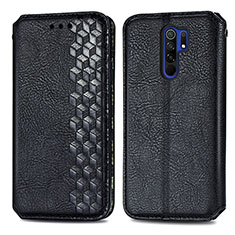 Coque Portefeuille Livre Cuir Etui Clapet S01D pour Xiaomi Redmi 9 Prime India Noir