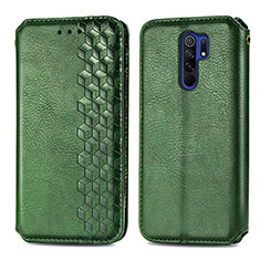 Coque Portefeuille Livre Cuir Etui Clapet S01D pour Xiaomi Redmi 9 Prime India Vert