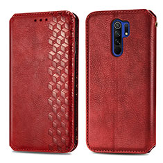 Coque Portefeuille Livre Cuir Etui Clapet S01D pour Xiaomi Redmi 9 Rouge