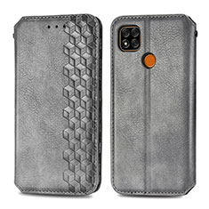 Coque Portefeuille Livre Cuir Etui Clapet S01D pour Xiaomi Redmi 9C NFC Gris