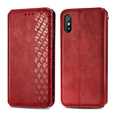 Coque Portefeuille Livre Cuir Etui Clapet S01D pour Xiaomi Redmi 9i Rouge