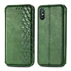 Coque Portefeuille Livre Cuir Etui Clapet S01D pour Xiaomi Redmi 9i Vert