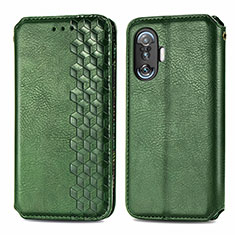 Coque Portefeuille Livre Cuir Etui Clapet S01D pour Xiaomi Redmi K40 Gaming 5G Vert