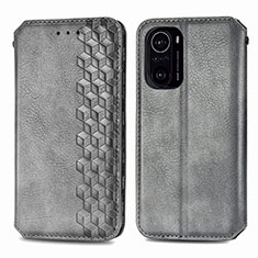 Coque Portefeuille Livre Cuir Etui Clapet S01D pour Xiaomi Redmi K40 Pro+ Plus 5G Gris