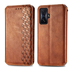 Coque Portefeuille Livre Cuir Etui Clapet S01D pour Xiaomi Redmi K50 Gaming 5G Marron