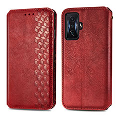 Coque Portefeuille Livre Cuir Etui Clapet S01D pour Xiaomi Redmi K50 Gaming 5G Rouge