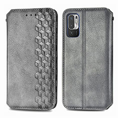 Coque Portefeuille Livre Cuir Etui Clapet S01D pour Xiaomi Redmi Note 10 JE 5G Gris