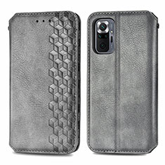 Coque Portefeuille Livre Cuir Etui Clapet S01D pour Xiaomi Redmi Note 10 Pro 4G Gris