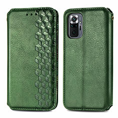 Coque Portefeuille Livre Cuir Etui Clapet S01D pour Xiaomi Redmi Note 10 Pro 4G Vert