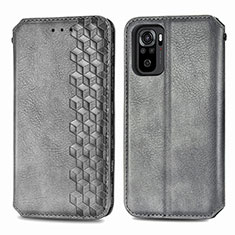 Coque Portefeuille Livre Cuir Etui Clapet S01D pour Xiaomi Redmi Note 10S 4G Gris