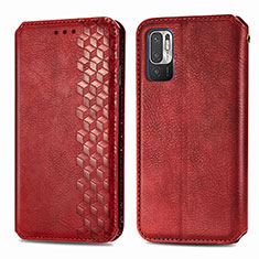 Coque Portefeuille Livre Cuir Etui Clapet S01D pour Xiaomi Redmi Note 10T 5G Rouge