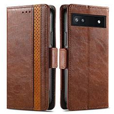 Coque Portefeuille Livre Cuir Etui Clapet S02D pour Google Pixel 6a 5G Marron