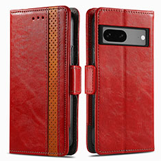 Coque Portefeuille Livre Cuir Etui Clapet S02D pour Google Pixel 7 5G Rouge