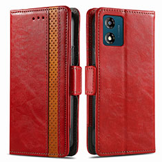 Coque Portefeuille Livre Cuir Etui Clapet S02D pour Motorola Moto E13 Rouge