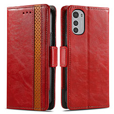 Coque Portefeuille Livre Cuir Etui Clapet S02D pour Motorola Moto E32 Rouge