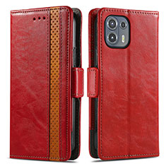 Coque Portefeuille Livre Cuir Etui Clapet S02D pour Motorola Moto Edge 20 Lite 5G Rouge